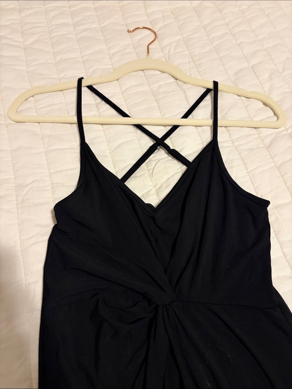 Black Twist-Front Spaghetti Strap Dress - Women's